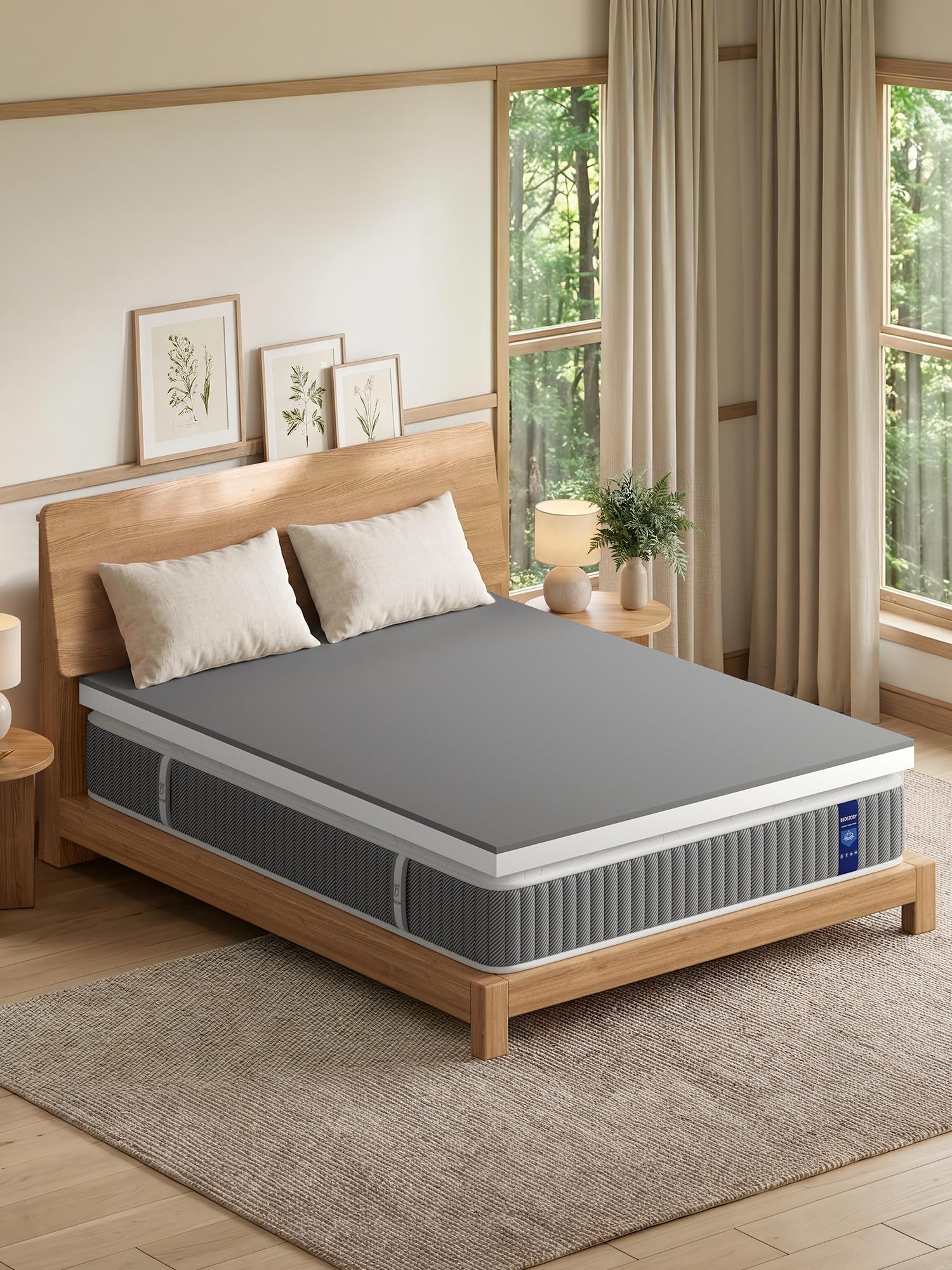 Extra Firm Mattress Topper Picks for 2026 4 BedStory 2 Inch Queen Size Extra Firm Mattress Topper, Bamboo Charcoal Infused Breathable Bed Topper for Back Pain Relie — product photo