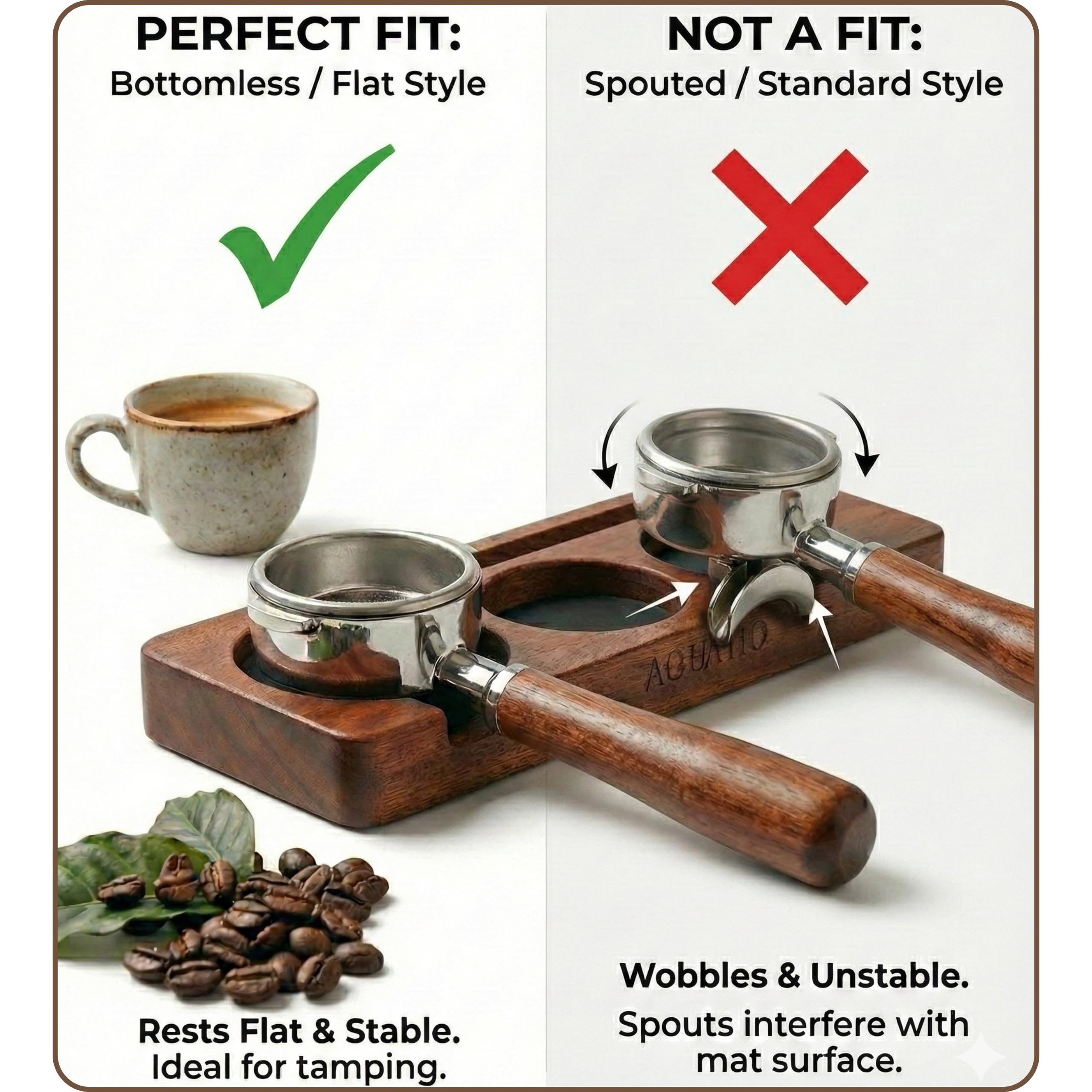 51-58 mm Compact Espresso Tamping Mat - Wooden Coffee Tamping Station - Gift for Espresso Lovers, Accessories for Baristas