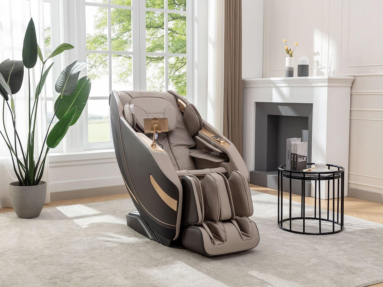 Vente-unique - Sillón de Masaje de imitaciÛn Cuero - Sistema de Gravedad Cero - Beige - MOWATA