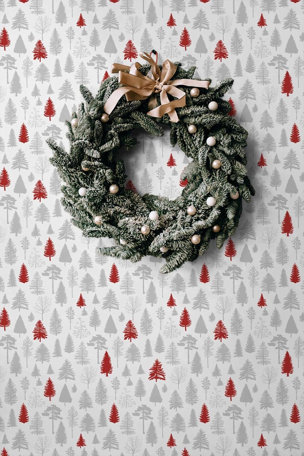 NextWall Winter Forest Christmas Peel and Stick Wallpaper (Grey & Red)