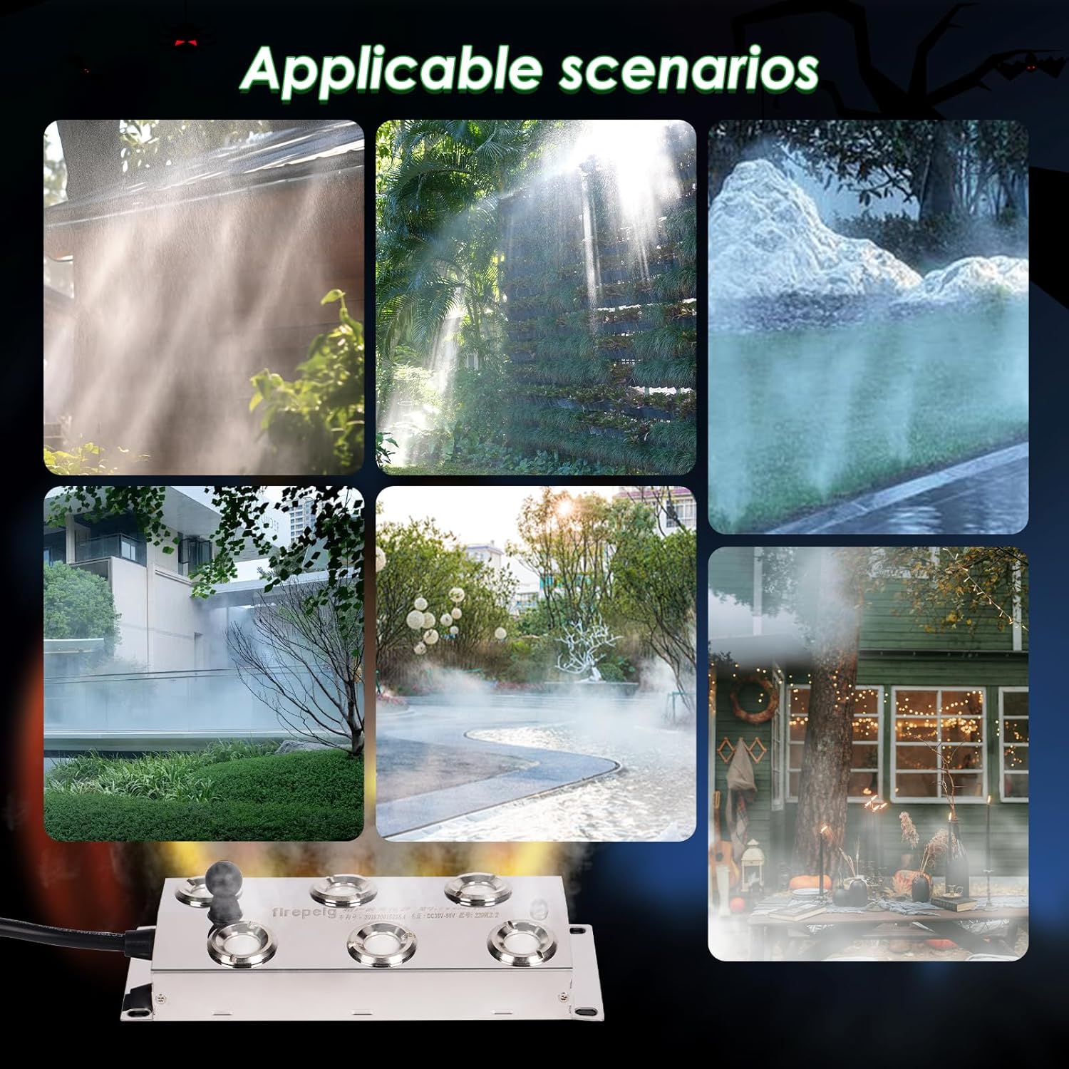 Mist Maker Fogger, 6 Head Ultrasonic Mist Maker, 5000ml/H Ultrasonic Fogger with 250W Power Supply, Perfect for Pond Garden Lawn Rockery Greenhouse Halloween Decoration (6 Head)