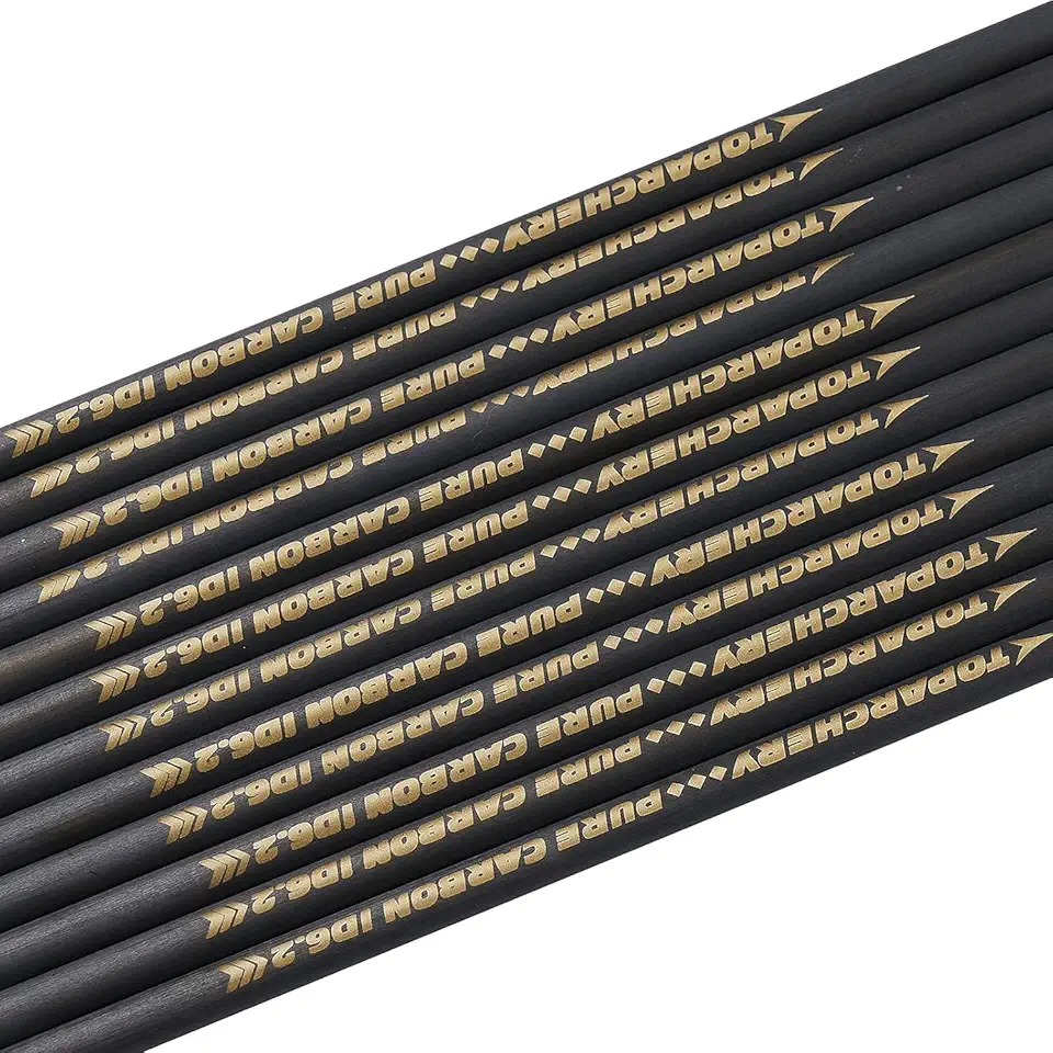 TOPARCHERY Eixos de flecha de carbono puro 33 polegadas tubo de seta espinha 300 350 400 500 600 para flechas de caça DIY arco composto arco recurvo 12 peças