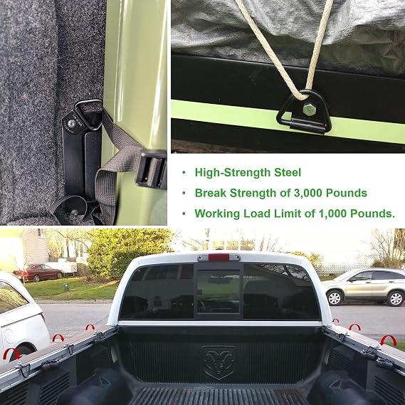 Cargo Tie-Down Anchors,4-Pack Black Steel V-Ring Bolton Trailer Cargo Tie Down,for Trailers,Trucks and Warehouses Replacement for D-Ring Plastic Flush Mount Pan Fitting Tie-Downs