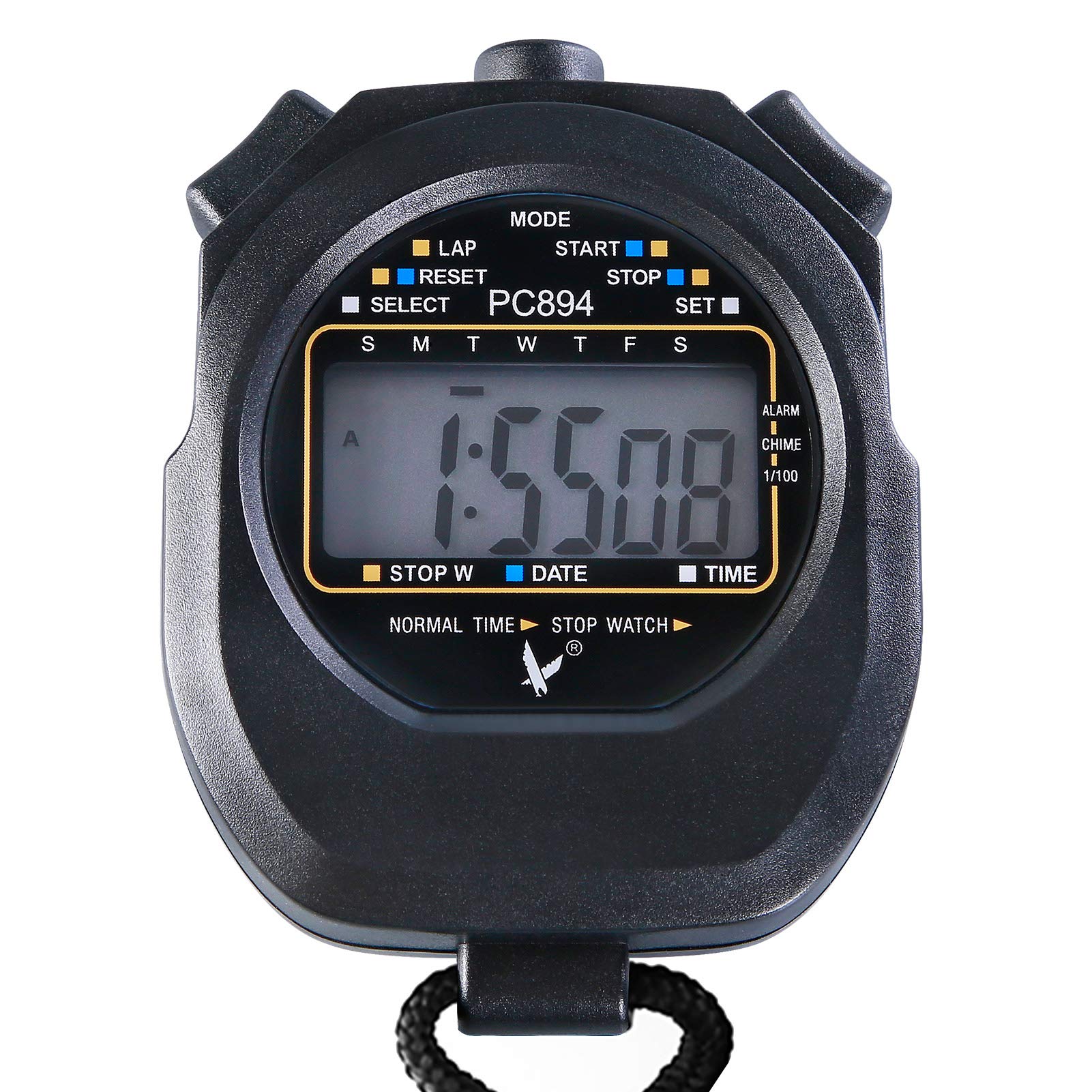Single Row 2 Memories Stopwatch with Time Date Display Digital Sports Timer-image-49