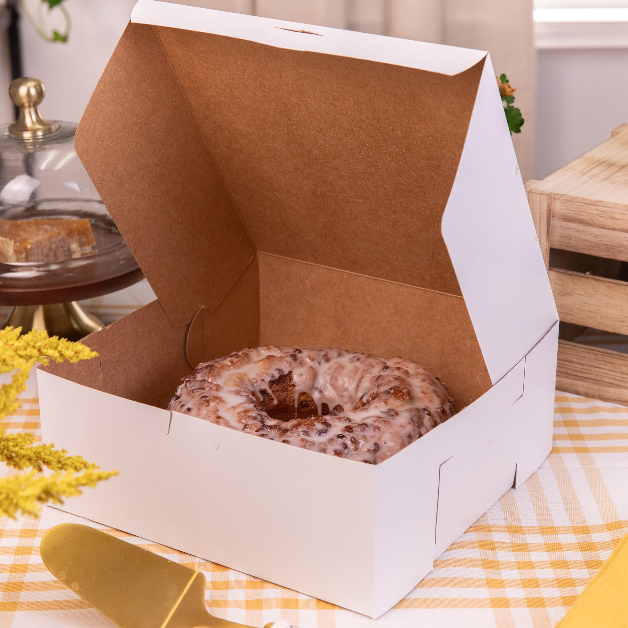 Southern Champion Tray 0973 Premium clay-coated Kraft Paperboard White non-window Lock Corner Bakery box, 25,4 cm lunghezza x 25,4 cm larghezza x 10,2 cm altezza (case of 100)