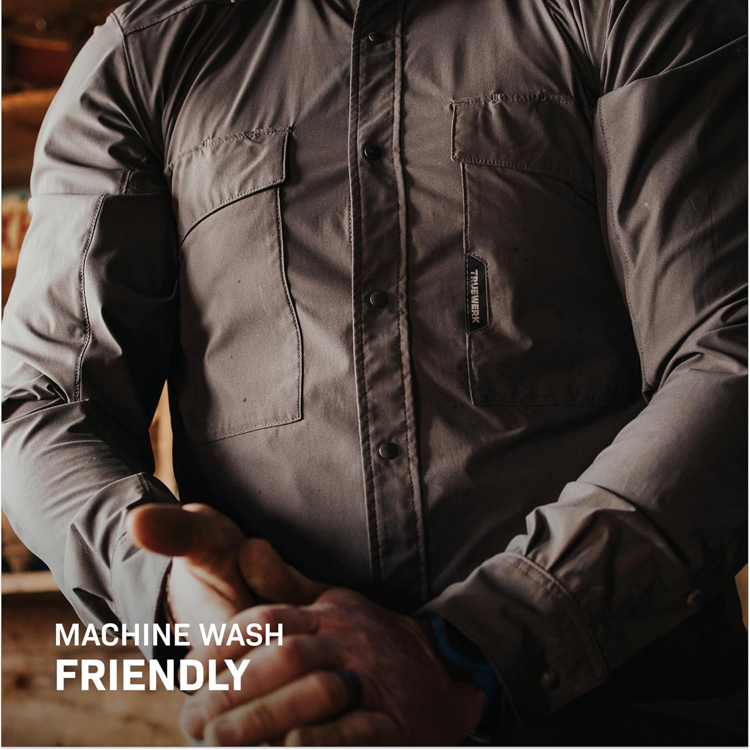 TRUEWERK Men's Long Sleeve Cloud Work Shirt - Button Down, Lightweight, Fast-Drying, Breathable, and SPF Shirts - Image 2