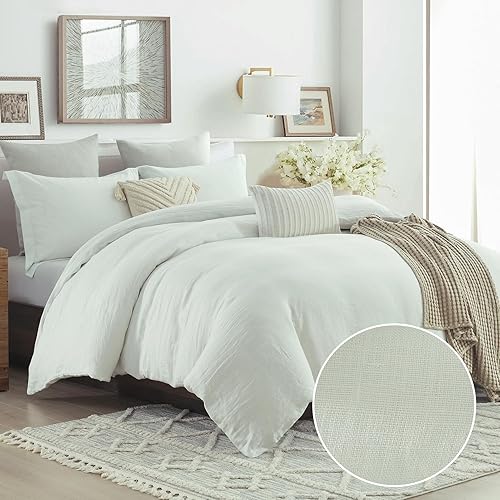Miniatura 3 de Bedduvit Linen Duvet Cover Queen - 3 Pieces Cotton Linen Duvet Cover Set,Soft Natural Linen Duvet Cover Queen with Solid Color Breathable Luxucious