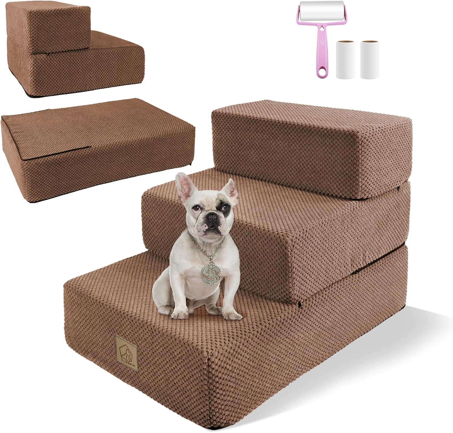 Hundetreppe 3-stufig - Weicher Aufstieg Für Kleine Hunde & Katzen