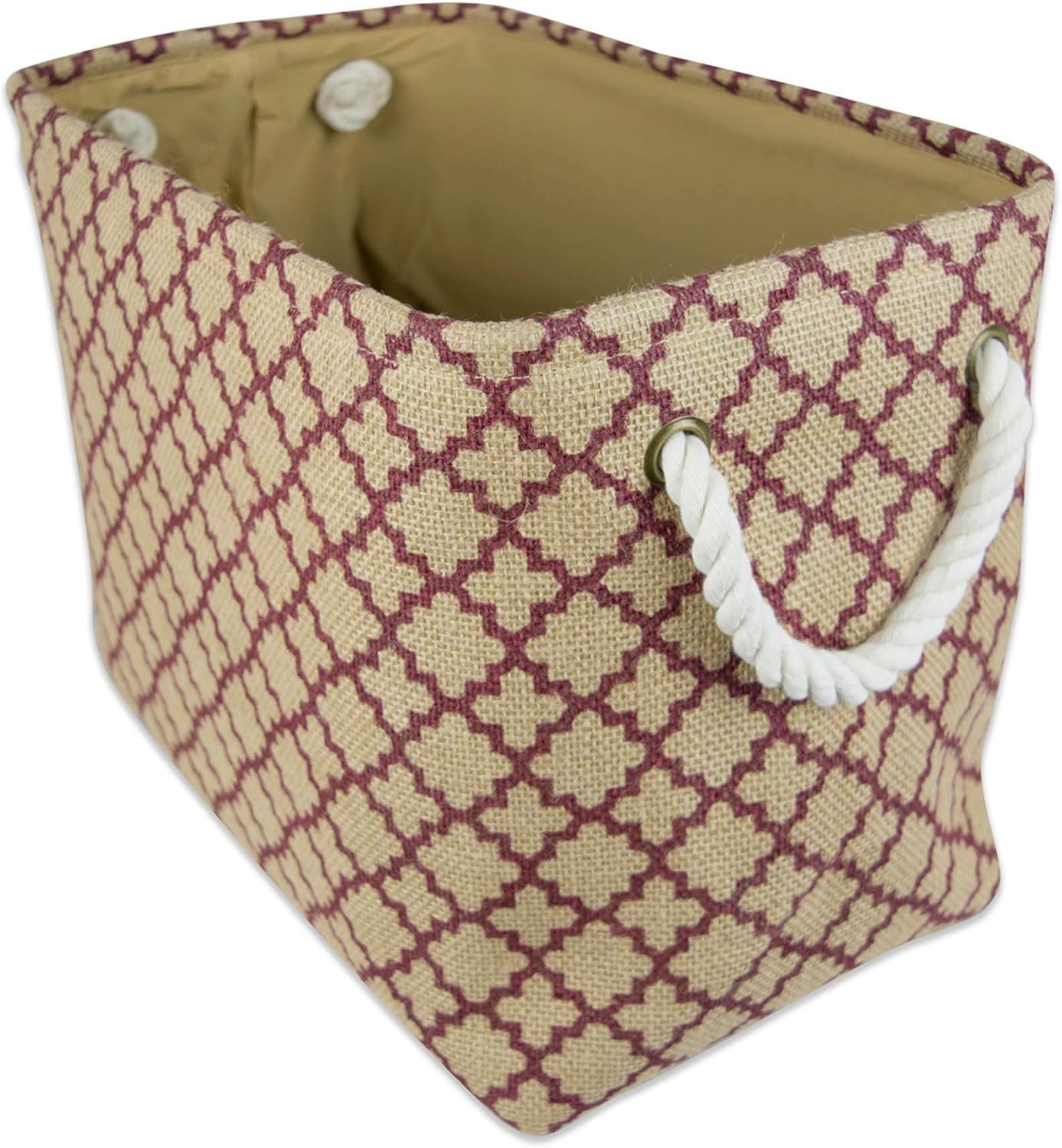 DII Burlap Storage Collection Collapsible Bin, Small Rectangle, 14x8x9, Wine