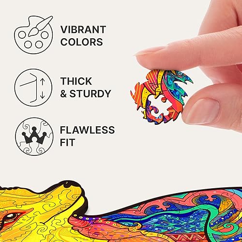 Miniatura 7 de UNIDRAGON Rompecabezas de madera original  Zorro atractivo, 700 piezas, tamaño real 17.6 x 23 pulgadas, hermoso paquete de regalo, forma única, el