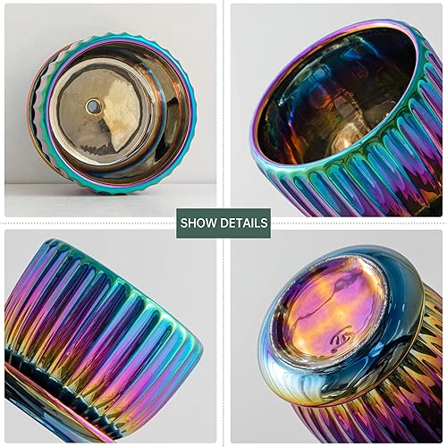 Miniatura 3 de Ton Sin Macetas de cerámica, color morado, juego de 3, pequeñas macetas esmaltadas para suculentas con orificio de drenaje, maceta de cactus con