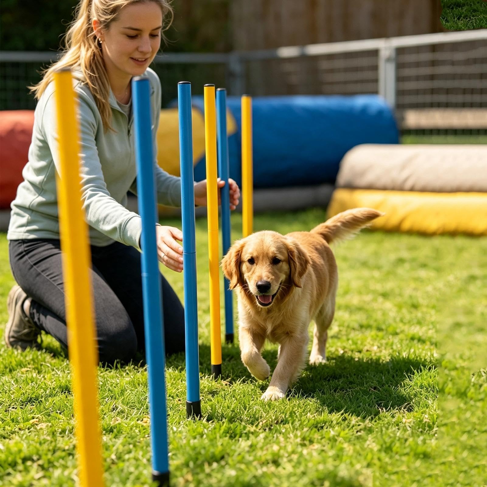 Agility-Slalomstangen für Hunde 6 Stück Stabile Verstellbare Agility