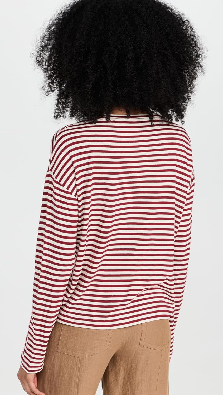 Vince Women's Striped Long Sleeve Drop Shoulder Top - Image 3