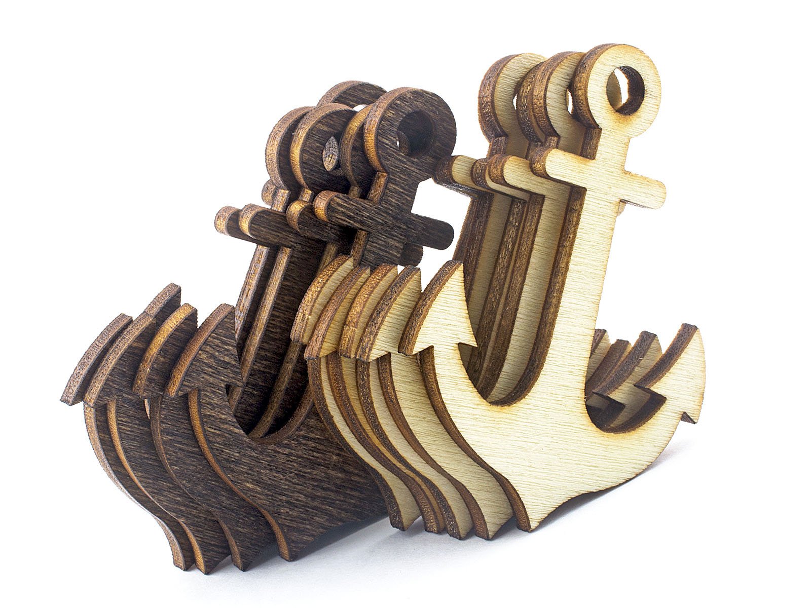 Summer-Ray Mixed Colour 50Pcs Laser Cut Wooden Veneer Anchor Scrapbooking Embellishment (, 2 Inches)