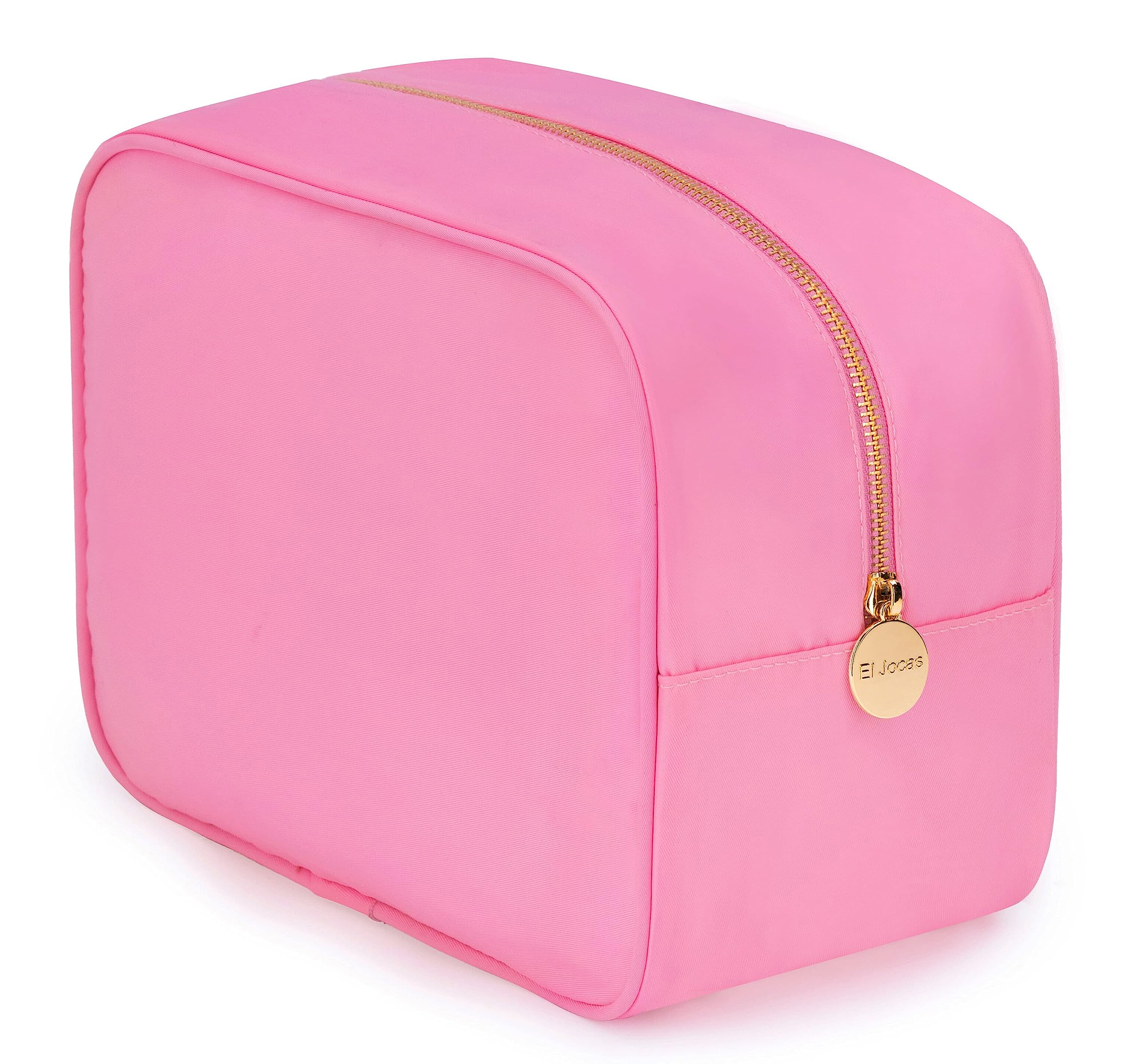 El JocasLarge Pink Cosmetic Bag For Women| Large Makeup Bag Pink| Nylon Cosmetic Organizer Bag| Cosmetic Travel Bag For Women, Light Pink, Women