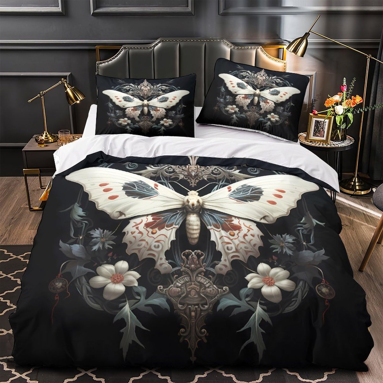 Housse de couette motifs floraux en microfibre pour un lit double d'adulte