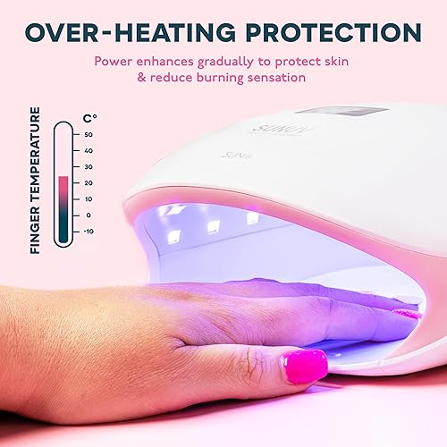 Miniatura 4 de SUNUV Lámpara LED UV para uñas, lámpara UV para esmalte de uñas de gel con 4 ajustes de temporizador, pantalla LCD, base extraíble, SUN4S Rosa