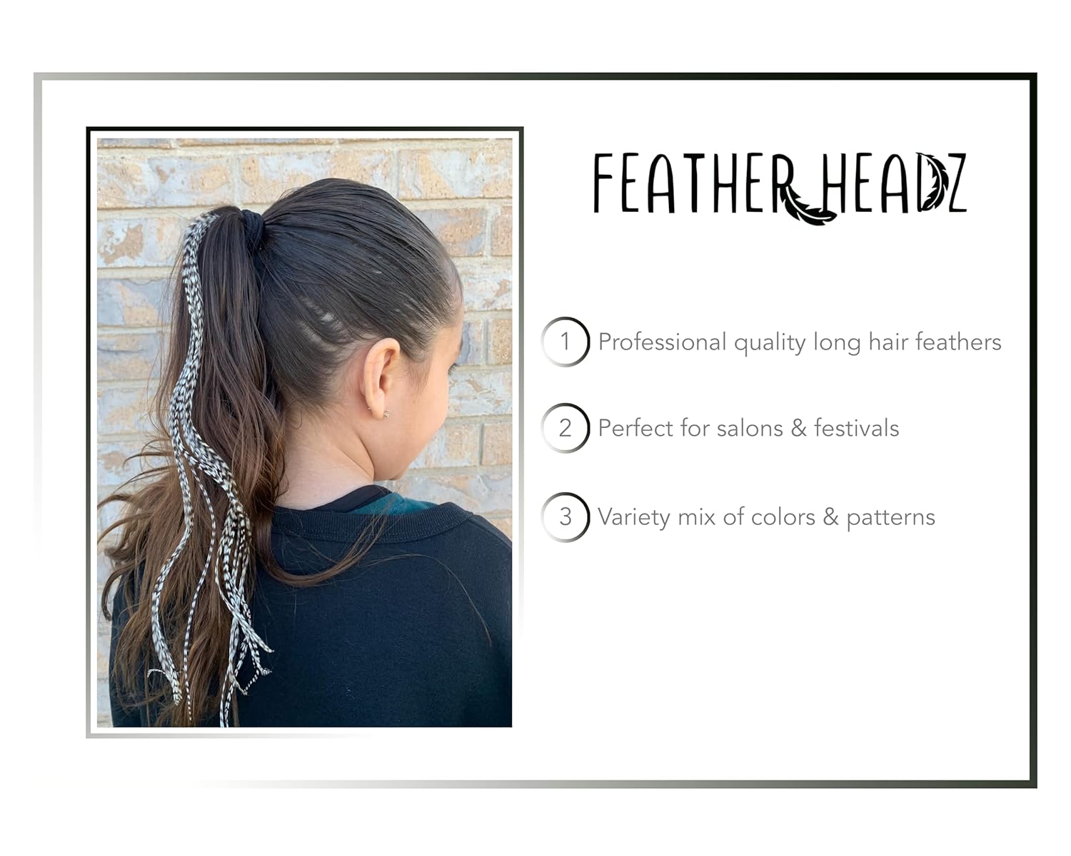 21 Grizzly Color Hair Extensions – 9”–14” Long – DIY Rooster Kit with 20 Micro-Link Beads – 100% Real Feathers – Eye-Catching Boho Style