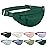 Frenou Large Waist Bag With 4-Zipper Pockets-Fanny Pack For Women And Man-Crossbody Belt Bag With Adjustable Strap For Travel Running Hiking Walking Workout Deep Green