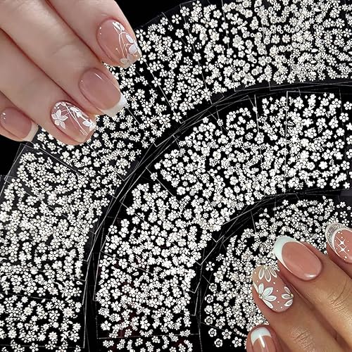 Miniatura 9 de NOODCO 5 hojas de calcomanías de uñas 5D con diseño de bronceado, calcomanías en relieve de cola de pescado y concha, autoadhesivas, con diseño de