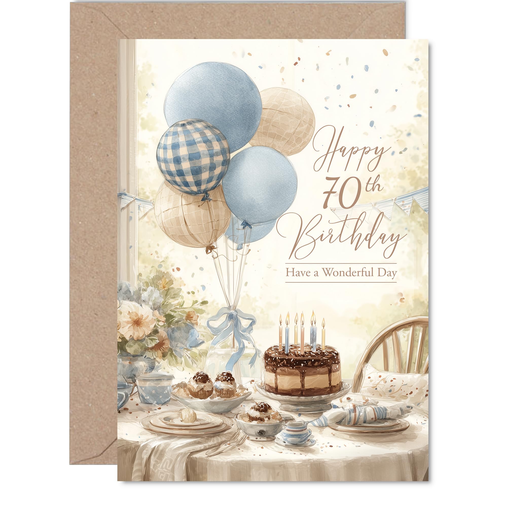 70th Birthday Cards for Men Women - Rustic Birthday - Happy Birthday Card for 70 Year Old Man Woman Sister Brother Uncle Dad, A5 Bday Greeting Cards