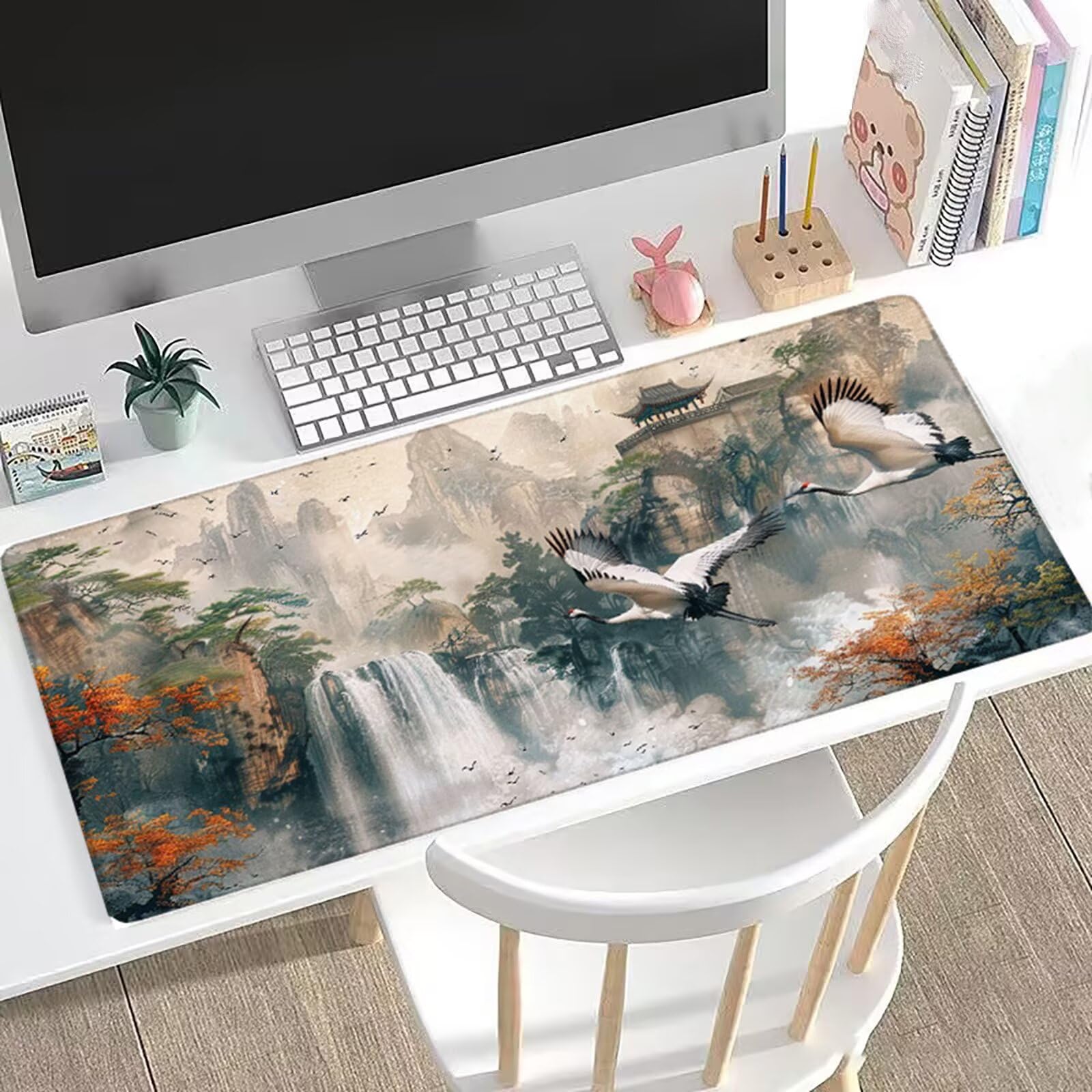 Gamingowa podkładka pod mysz XXL, 1200 x 600 mm, duża, czerwona korona, podkładka pod mysz, antypoślizgowa konstrukcja, lepsza kontrola, podkładka do pisania do domowego biura, klawiatury i PC, H0-285