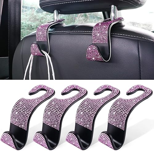 Miniatura 14 de LivTee Gancho para bolso de automóvil, gancho para reposacabezas para automóvil, paquete de 4 ganchos universales para reposacabezas de asiento de