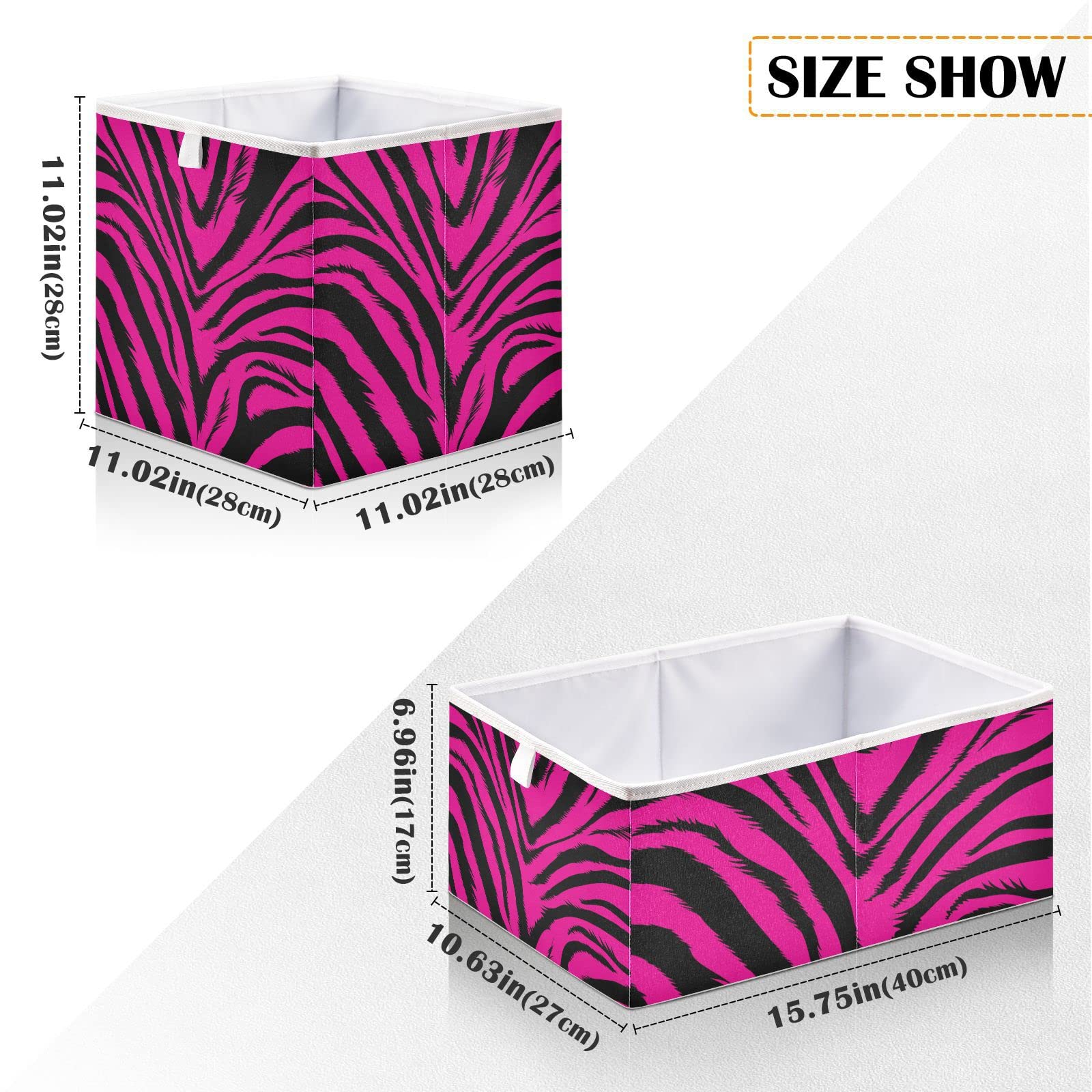 Amazon.com - ALAZA Zebra Pink Printed Fabric Cube Storage Bin