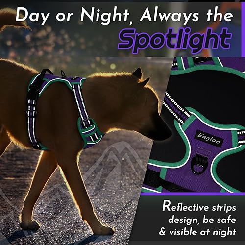 Miniatura 324 de Eagloo Arnés para perro de tamaño mediano, chaleco de servicio sin tirones con tiras reflectantes y asa de control, ajustable y cómodo para caminar
