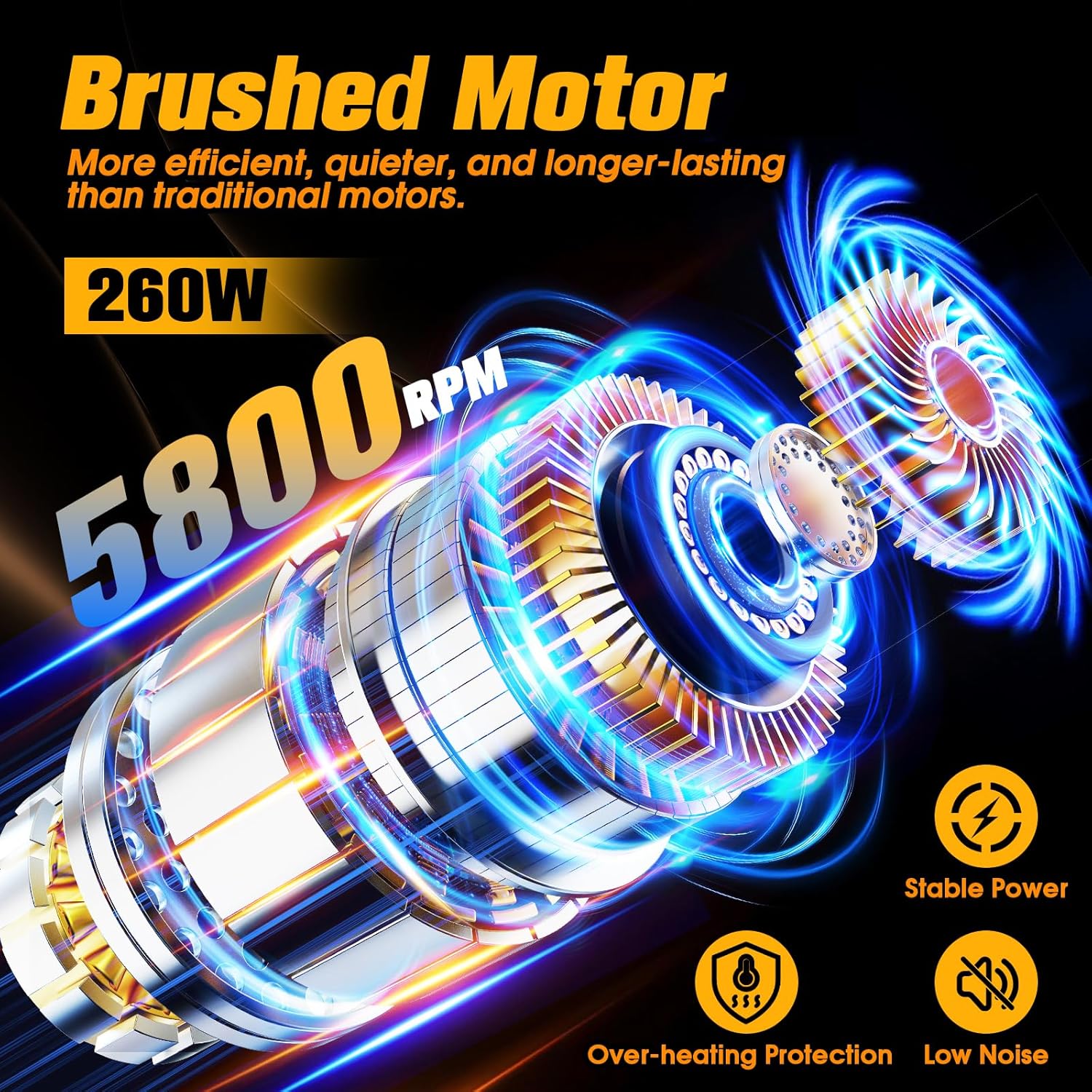 5 Inch Cordless Car Buffer & Polisher Kit [2x 2000mAh 12V Batteries & 18 PCS Attachments] 6-Speed Orbital Design, LED Display, Lightweight Detailing Tool for Waxing, Polishing - Yellow