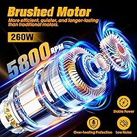 Vista 5 de Kit de pulidor de búfer inalámbrico para automóvil [2 baterías de 2000 mAh 21 V y 18 accesorios] Diseño orbital de 6 velocidades, pantalla LED