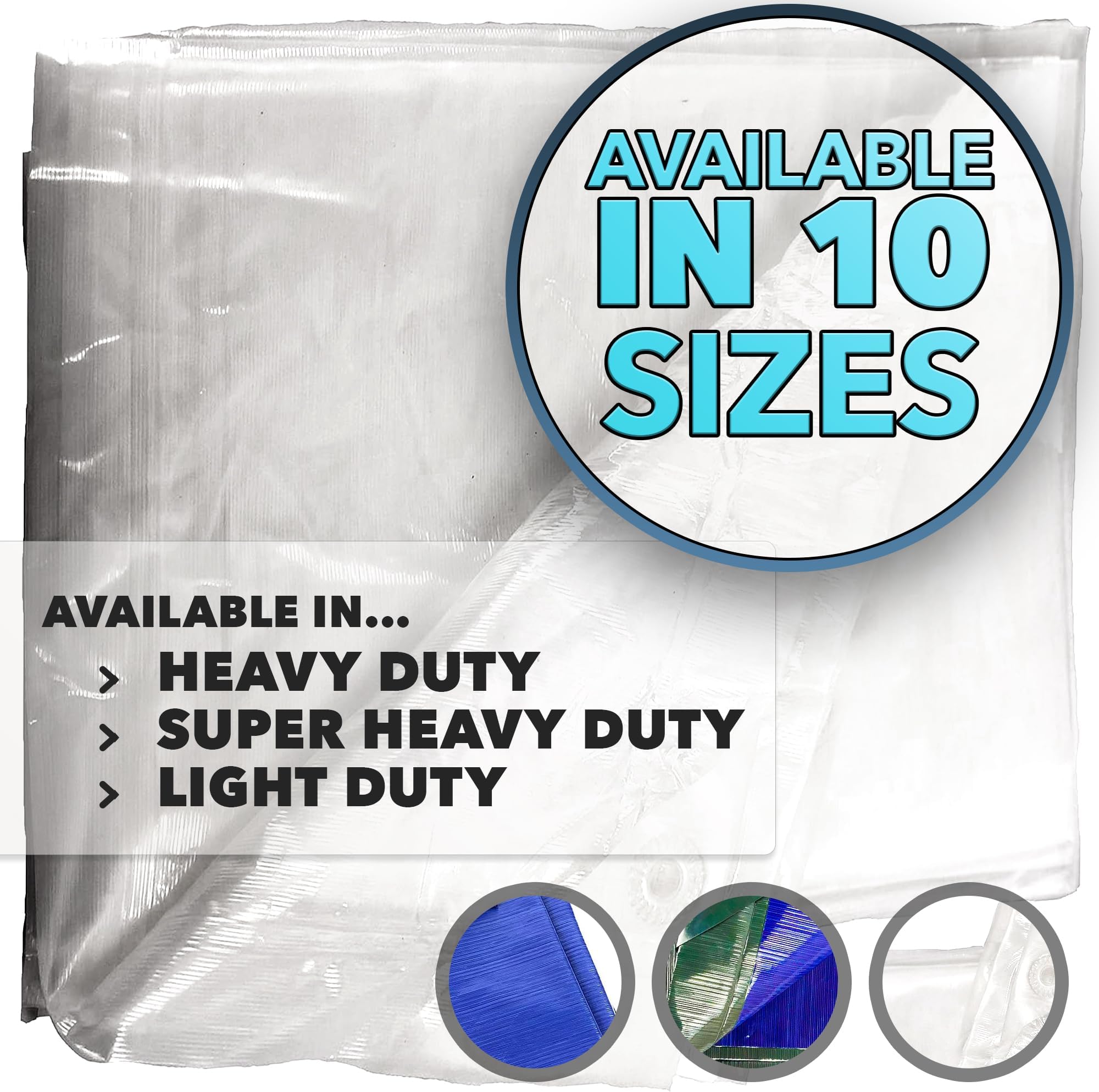 8x10 Ultra Light. Translucent Clear Color tarp. New Manufacturing