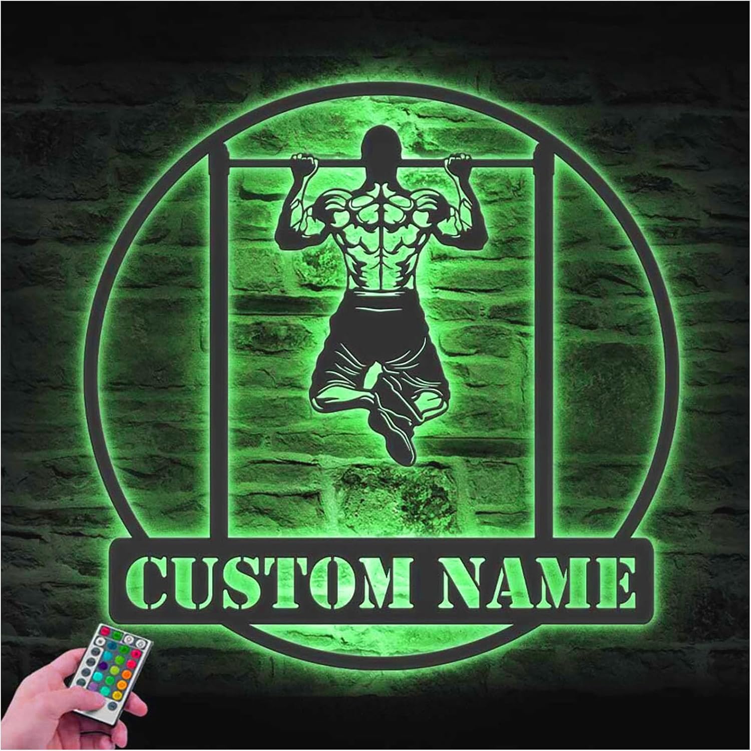 Calisthenics Metal Sign, Personalized Workout Name LED Decor