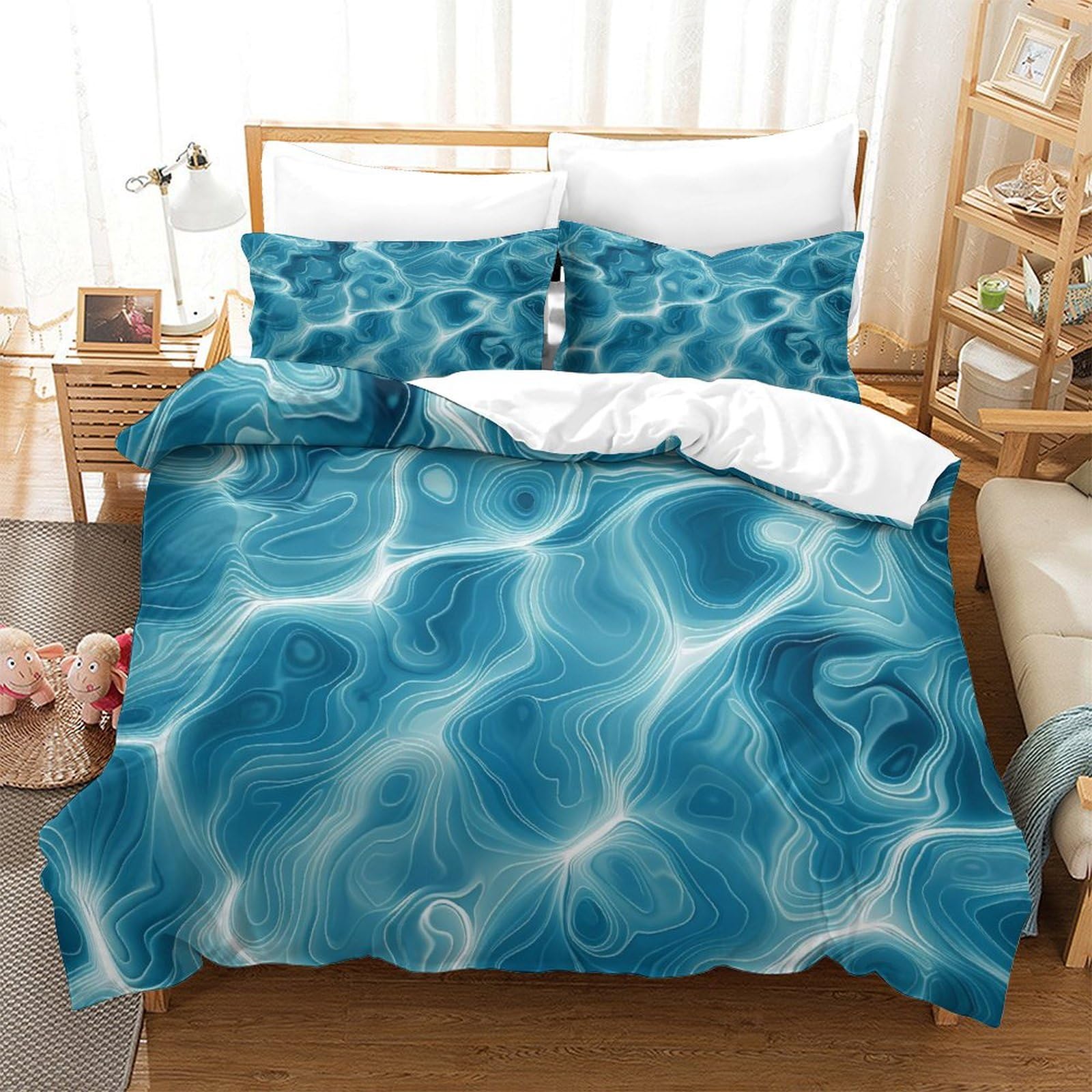 P1s9u7w5y Water Ripple-2 Ripple 3D Printed Duvet Cover Set 3Pcs Microfiber Water Pattern Bedding Set Double（200X200cm）