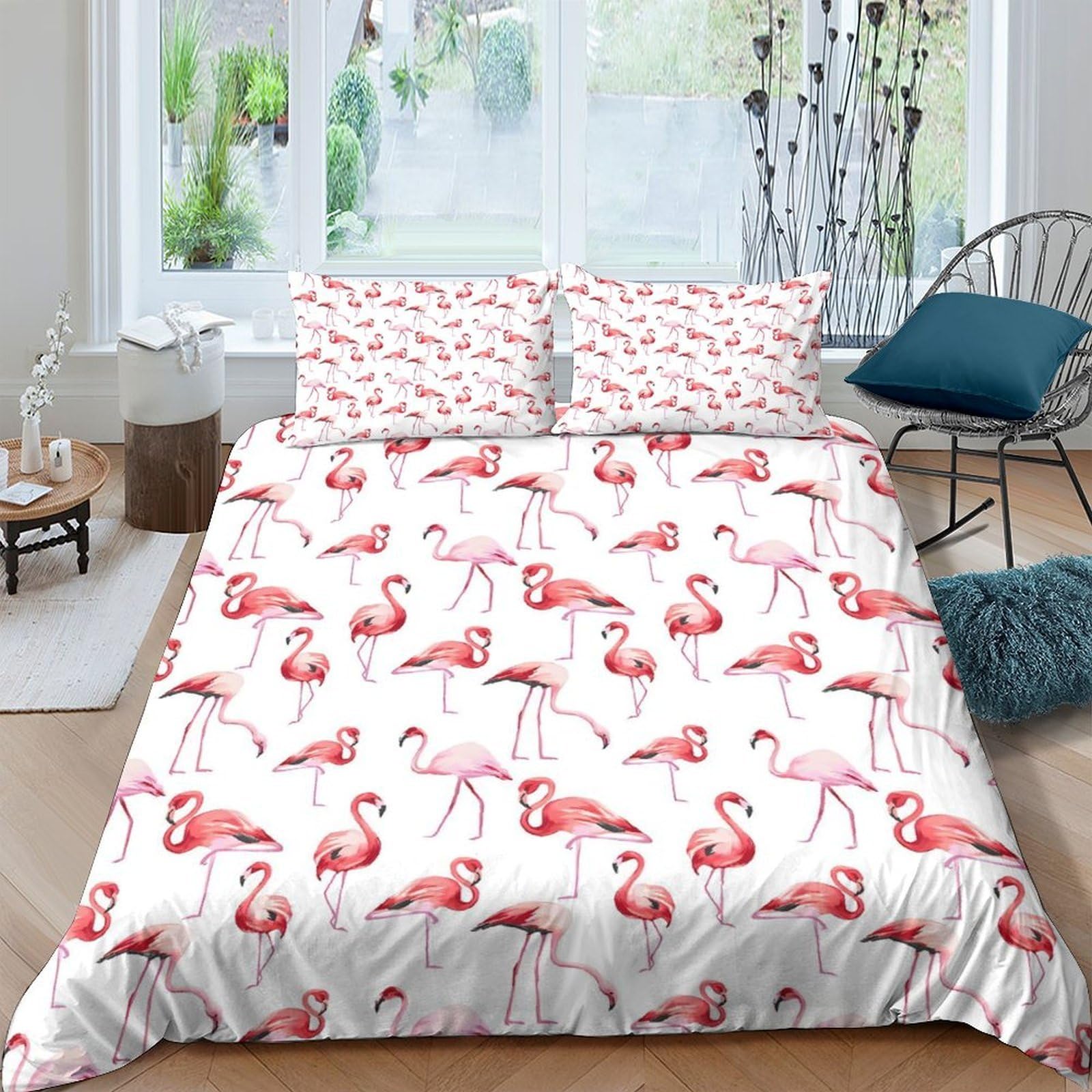 Ctjqhvkz Style-10 3D Printed Pink Flamingo Fitted Sheet Microfiber Soft Decorative Tropical Bird Bed Cover For Bedroom Dorm Mattress Protection Decor Single（135X200cm）