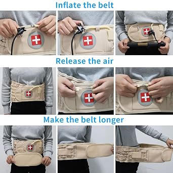 Decompression Back Belt, Inflatable Back Brace for Back Pain,Beige | Inflatable air columns for lumbar support, Relieves herniated disc & lumbar strain, Fits 29-49 waist, Restores spinal curve