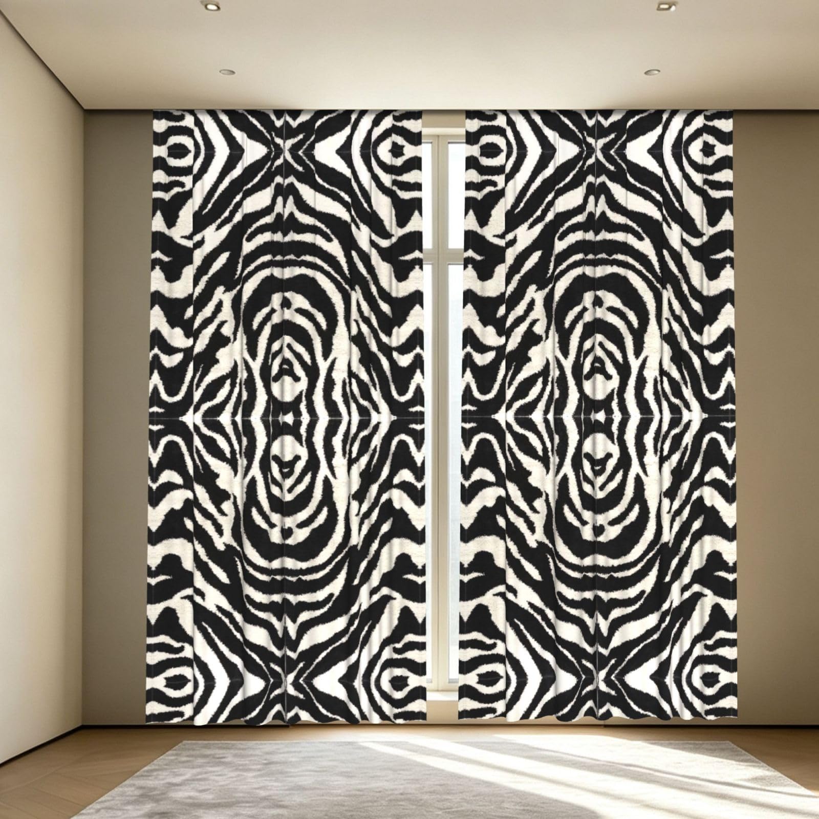 Yyoretp Zebra Animal Print Blackout Curtains for Living Room Bedroom Thermal Insulated Window Drapes.