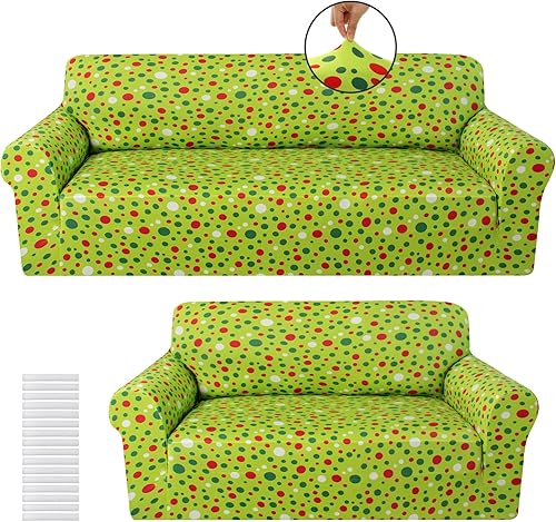 Peryiter Juego de 2 fundas de elastano de seda de leche para sofá, fundas protectoras de muebles para sofá, sofá biplaza, sillón, ajuste elástico, a