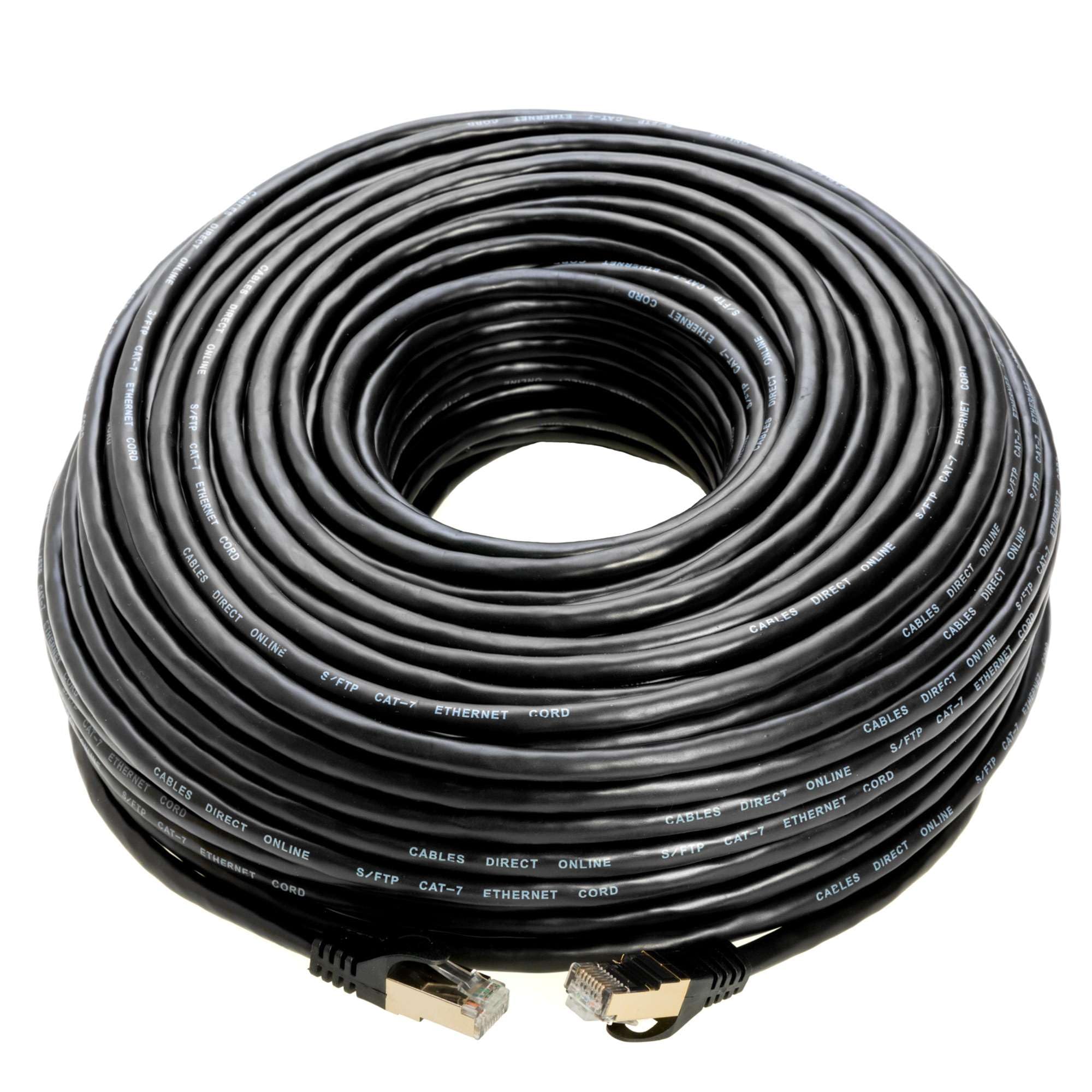 Cables Direct Online Cable de conexión Ethernet de red de cobre S/FTP Cat7 de 100 pies, cable de Internet, compatible con PC, laptop, módem, router, televisores, cable de impresora, consolas para el