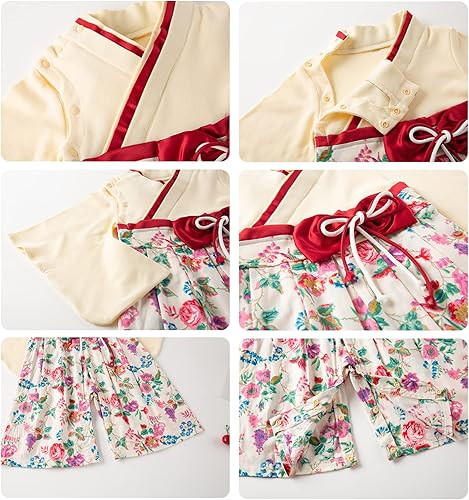 Miniatura 7 de Mono para bebé kimono japonés mameluco de algodón para niñas disfraz de estilo japonés con 2 pares de calcetines