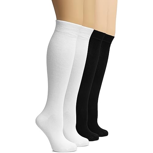 Hugh Ugoli Women's Bamboo Knee High Socks | Comfort Seam Long Dress Socks, Soft & Lightweight | Shoe Size 5-8/8-11, 4 Pairs