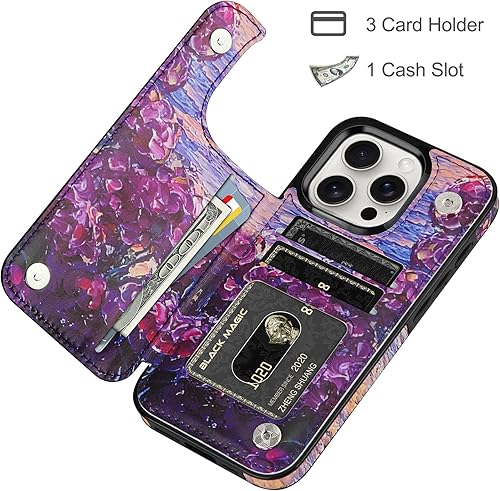 Miniatura 2 de HianDier Funda compatible con iPhone 15 Pro con tarjetero para mujeres y hombres, con pulsera, protector de pantalla y funda para cámara para iPhone