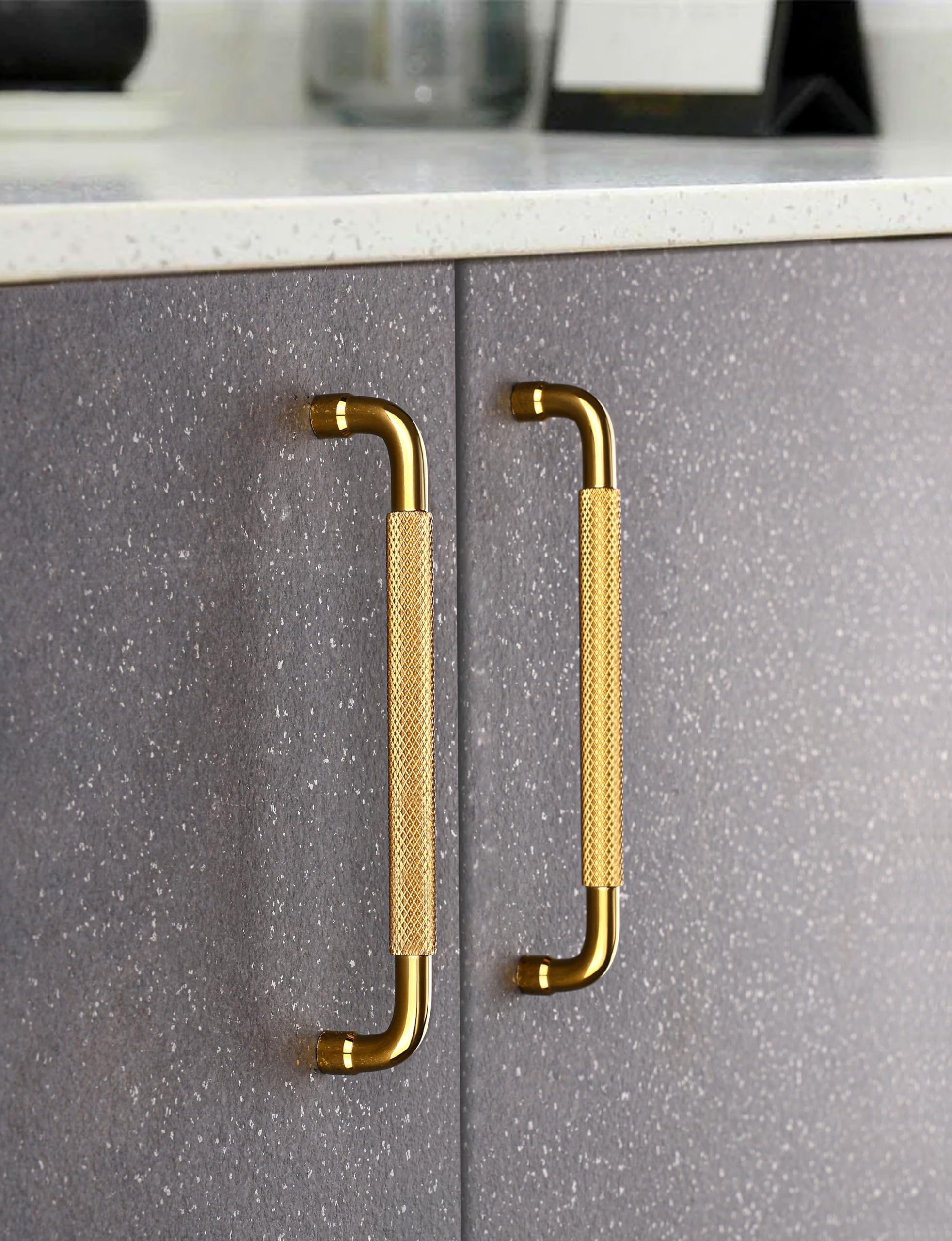 PVD Gold Cabinet Handles - Elegant Knurled Design -9