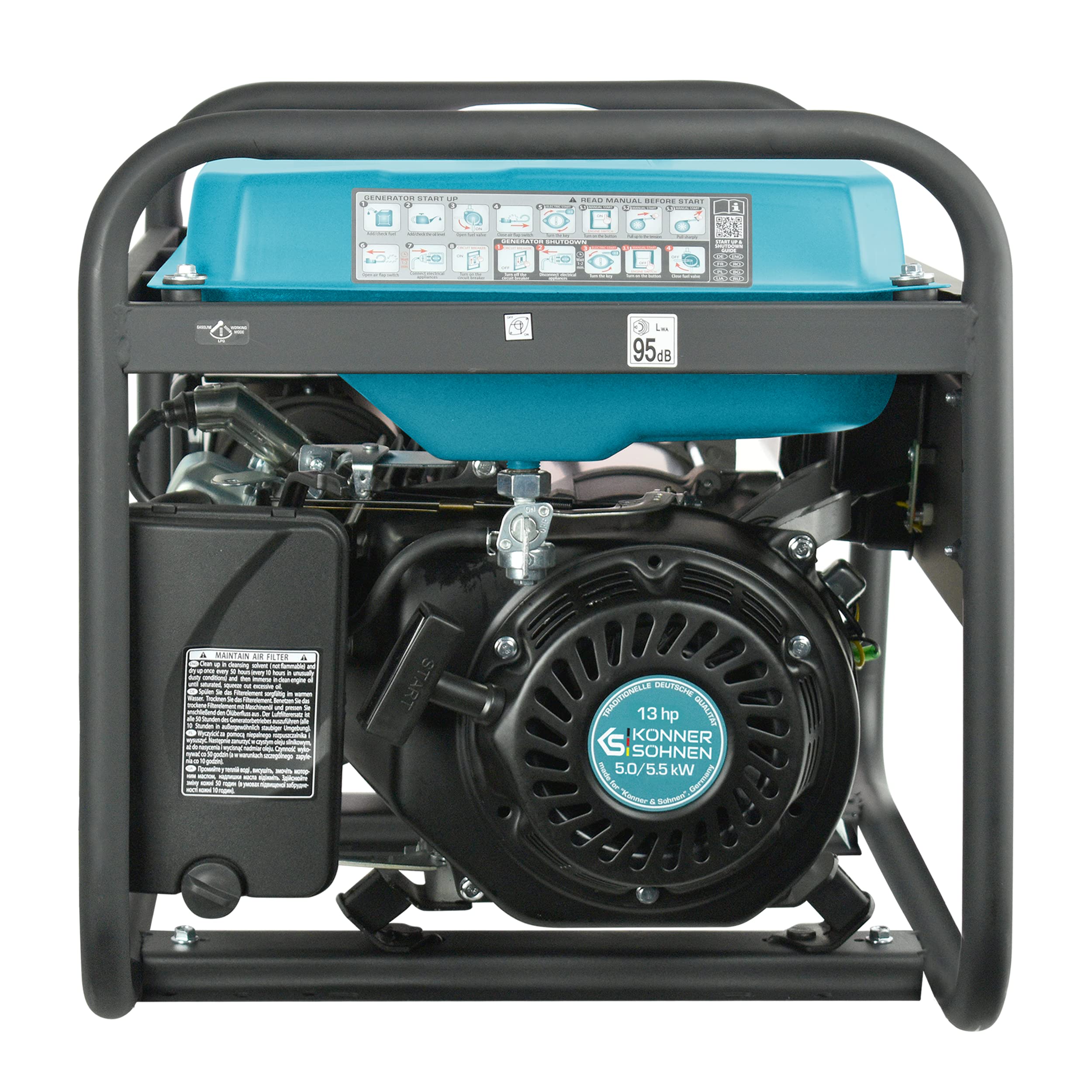 Generador de gasolina KS 7000E-3 ATS,para equipos trifásicos(400V) con ATS,generador electrico5500W,arranque manual/eléctrico/automático,1x16A (400V),1x16A (230V),12V, power station,(AVR)