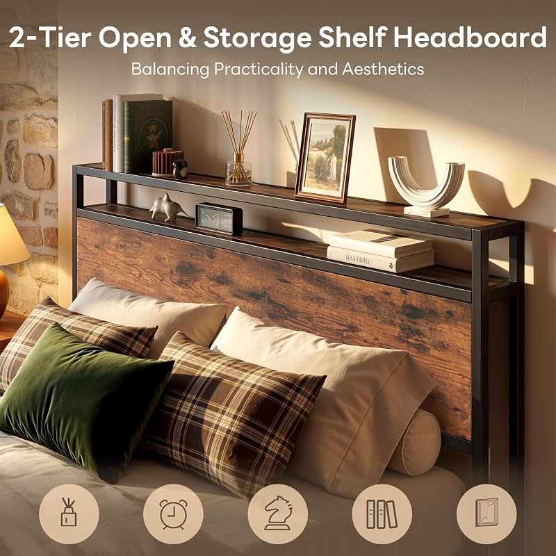 LIKIMIO Queen Size Bed Frame with 12 Storage Drawers and Headboard image 4