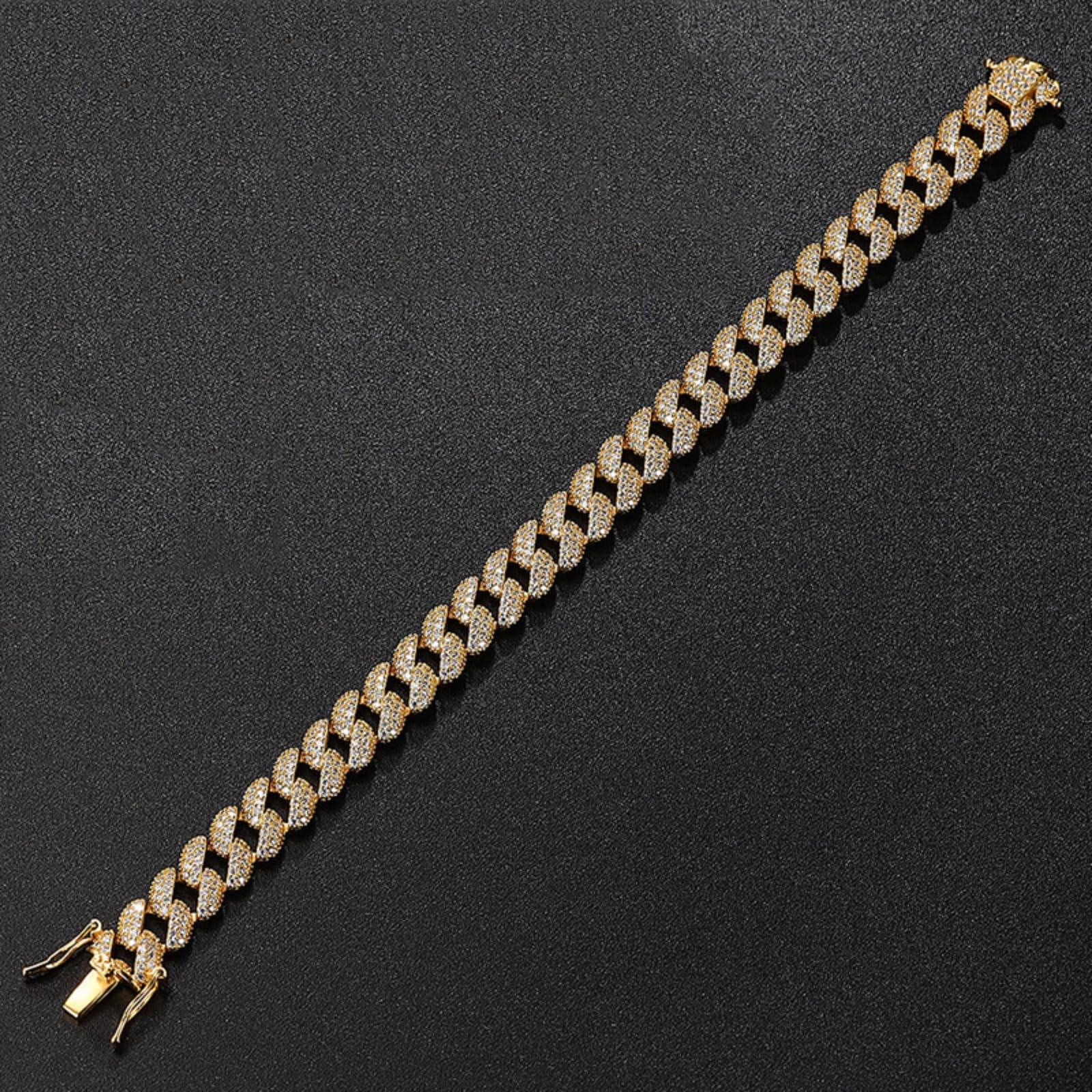 Pulsera de moissanita para hombre, pulsera de eslabones cubanos, hipoalergénica, plata de ley 925, pulseras de oro para hombre, color D, pulsera de cadena de diamantes VVS1, 16-21 cm
