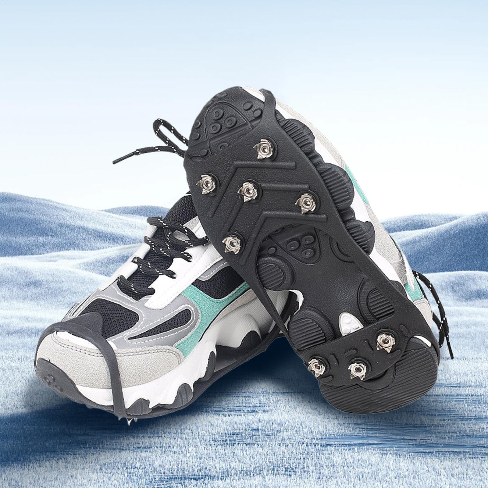 Shoe Grippers for Snow | Anti-Slip Ice Cleats for Boots | 2pcs Fall-Proof Snow Shoe Spikes with 8 Studs Anti-Slip Easy -Off Crampons Outdoor Men Women Must-Have