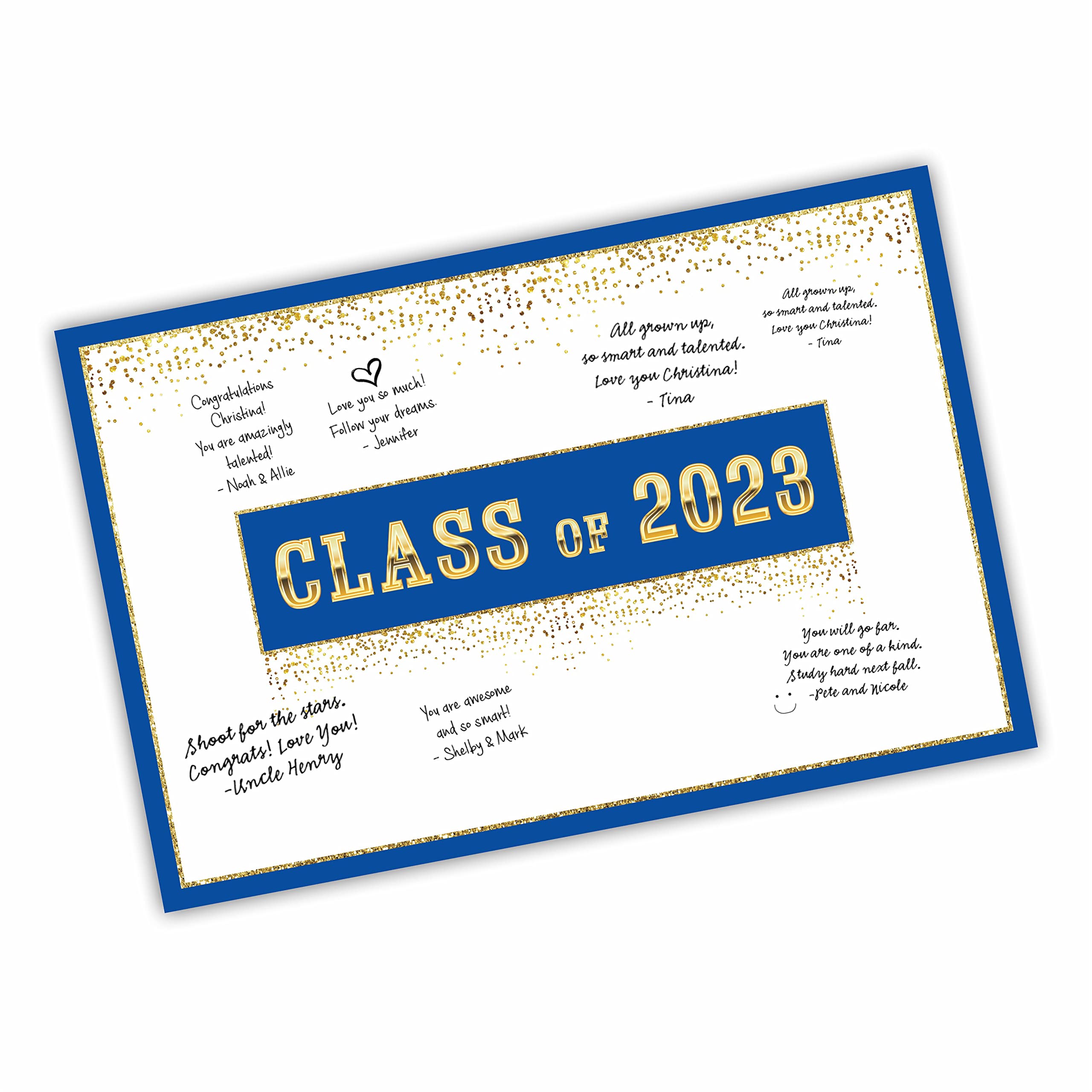Graduation Large Signature Card，Navy & Gold Class Of 2023 Guest Book Alternative，Sign Decorations For Grad Celebration, Creative Wall Art Poster，Keepsake Sign 10X15 Inches, Party Decorations-A09