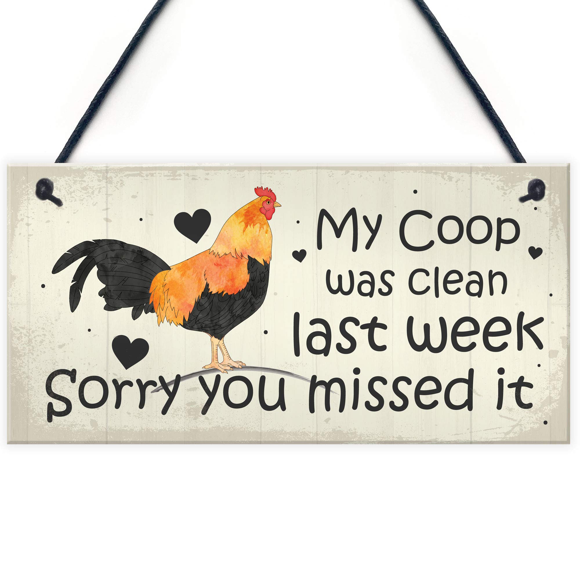 Red Ocean Chicken Hanging Sign Pet Sign Chicken Coop Accessories Garden Plaque Friend Gift