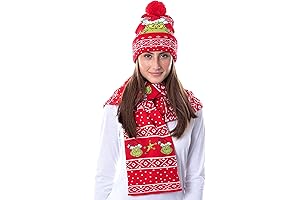 Dr. Seuss' The Grinch Knit Scarf & Pompom Beanie Set